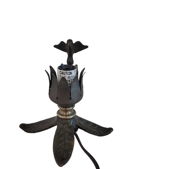 vintage brass humming bird flower lamp add a glass floral shade or use bare bulb - Picture 5 of 7